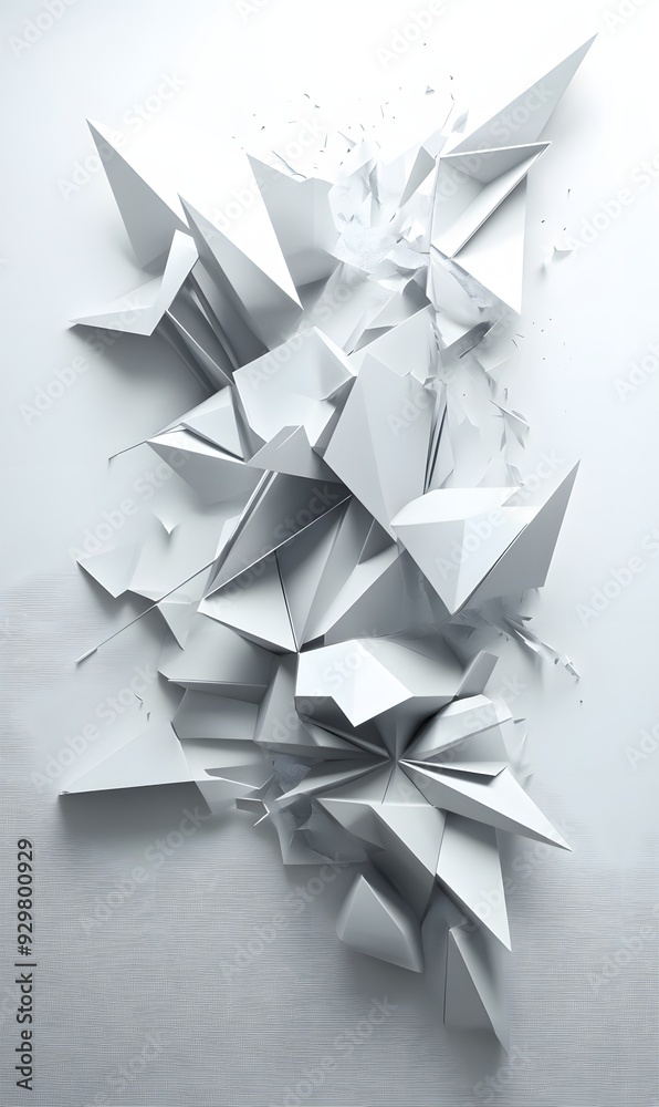 15. Futuristic 3D wall art with sharp, angular geometric shapes and a glossy finish, rendered on a clean white surface 15. Futuristic 3D wall art with sharp, angular geometric shapes and a glossy finish, rendered on a clean white surface