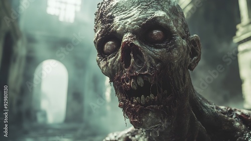 A plague zombie with boils and sores