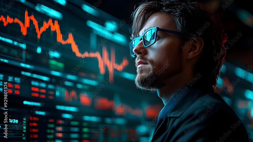 A focused individual analyzing data on a digital interface. A focused individual analyzing data on a digital interface.