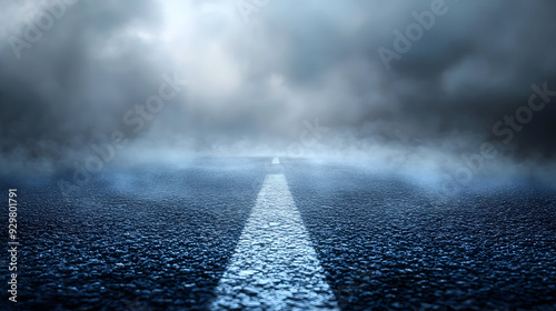 A foggy road stretching int...