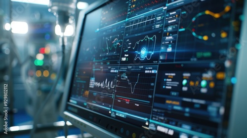 Wallpaper Mural A close-up of a computer screen displaying a medical software used in hospital engineering for equipment diagnostics. Torontodigital.ca