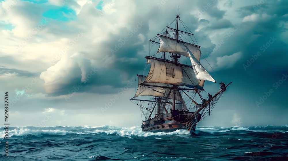 Obraz premium Sailing Through the Storm