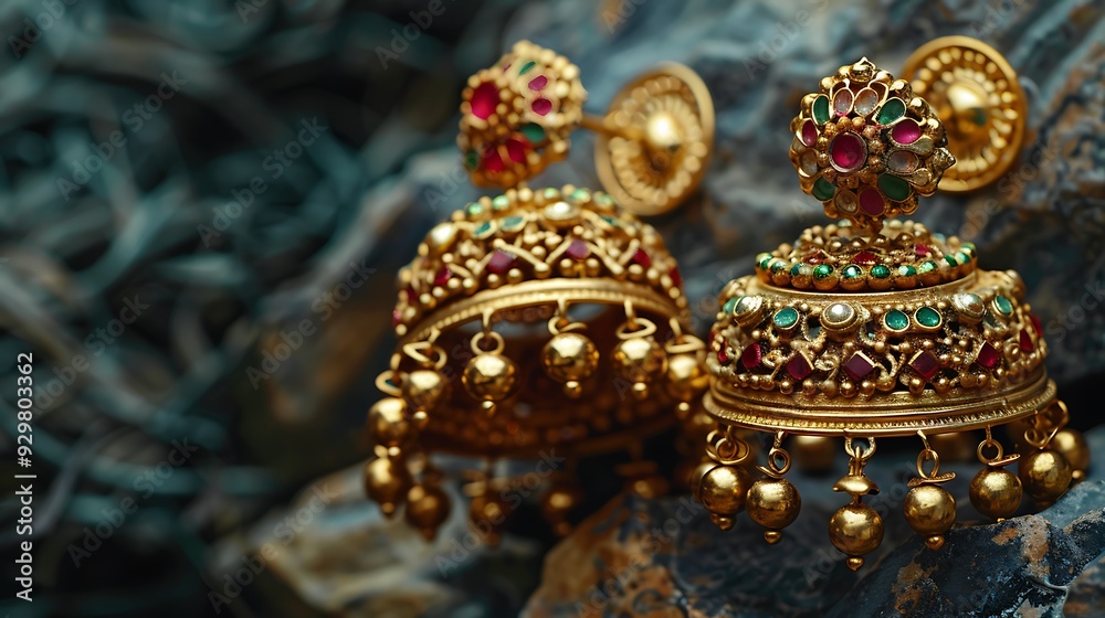 Artificial jhumka earrings plated in gold Artificial jhumka earrings plated in gold