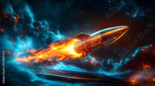 A futuristic rocket launchi...