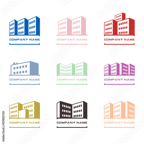 House skyscraper logo background text holder set, isolated vector illustration