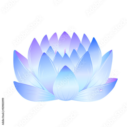 Blue lotus flower seamless pattern isolated on white background, vector illustration and can be scaled to any size without loss of resolution