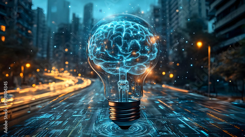 A glowing brain inside a li...