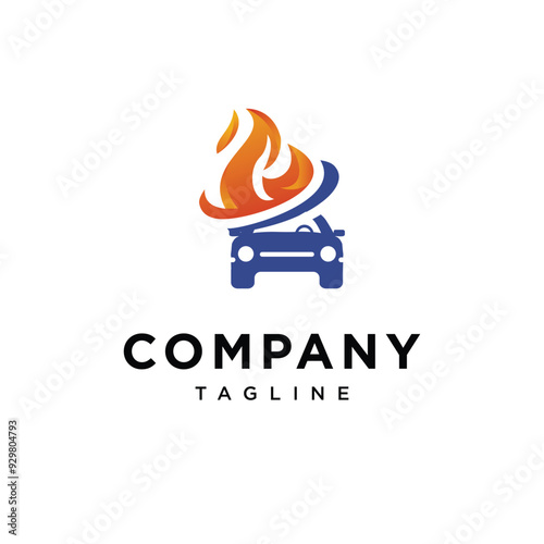 Fire Car combination logo icon vector photo