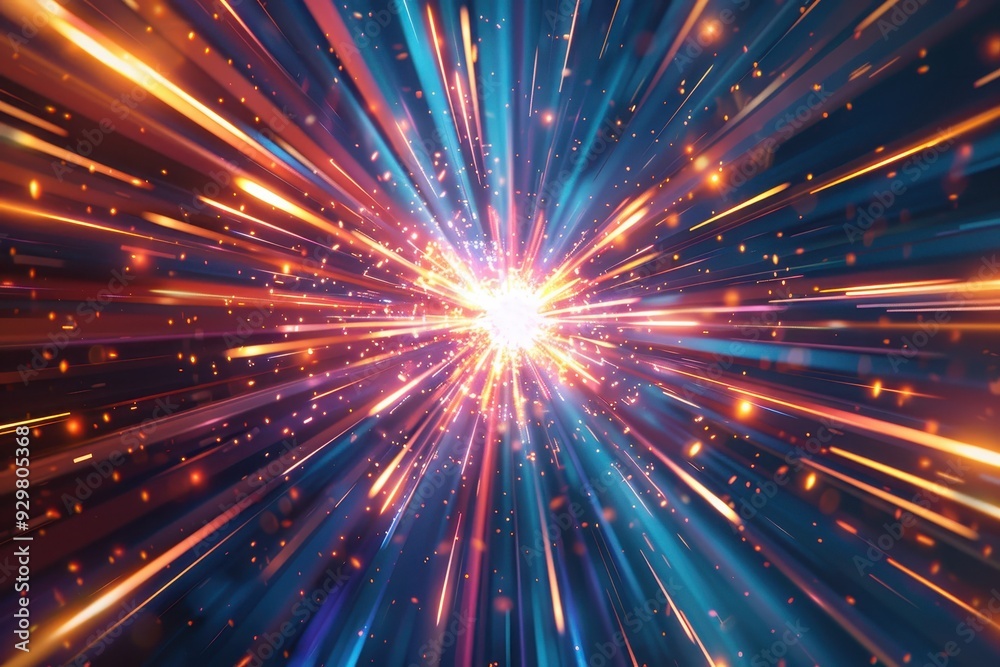 Naklejka premium A 3D holographic starburst, with rays of light emanating from a central point