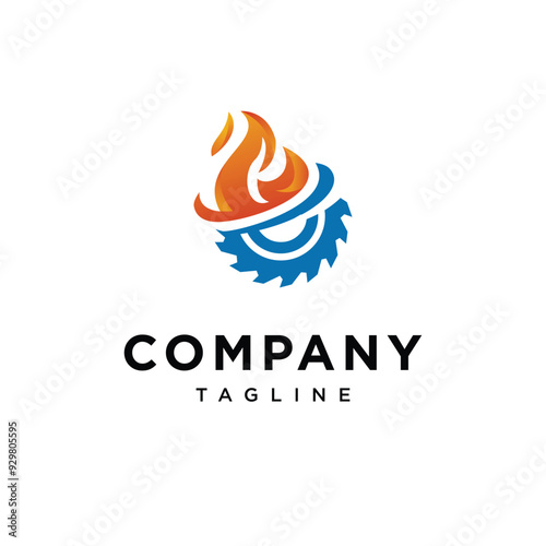Fire Saw combination logo icon vector