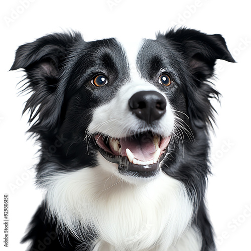 Friendly border collie herding. on transparent background