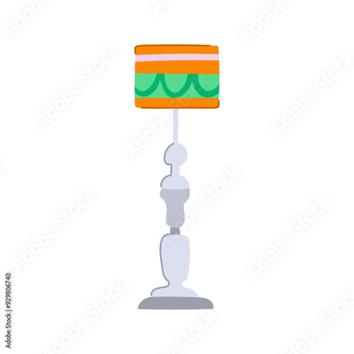 fixture torchere cartoon. tall stand, shade base, ornate bronze fixture torchere sign. isolated symbol vector illustration
