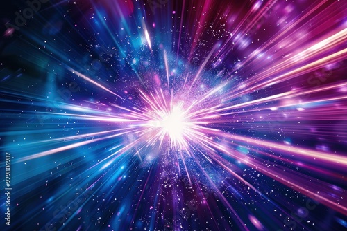 A 3D holographic starburst, with rays of light emanating from a central point