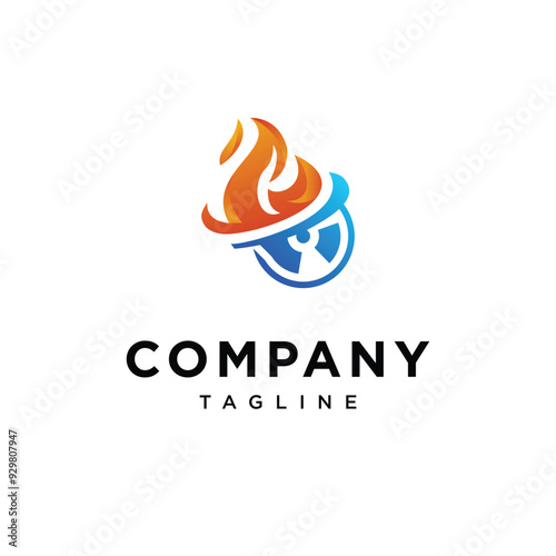 Fire Radiologi combination logo icon vector