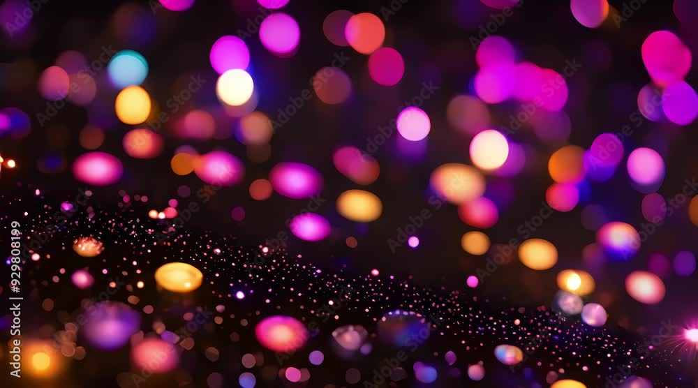 Bokeh background with flying grains, colorful light effects, 4K video, generated AI Bokeh background with flying grains, colorful light effects, 4K video, generated AI