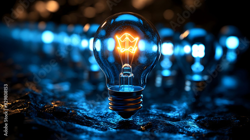 A glowing light bulb surrou...