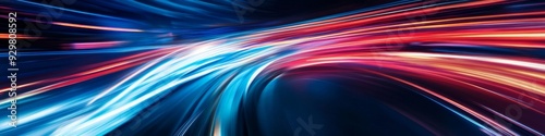 Dynamic Abstract Light Streaks: Hyperspeed Motion Blur Captures Futuristic Velocity. Striking Visual for High-Tech Marketing, Automotive Launches, and Seasonal Sales Campaigns. Ideal for UI Design, We