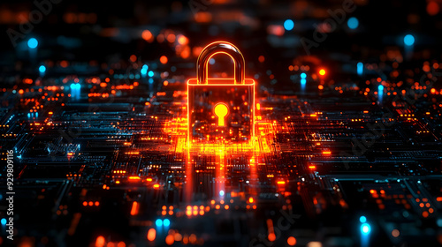 A glowing padlock symbolizi...