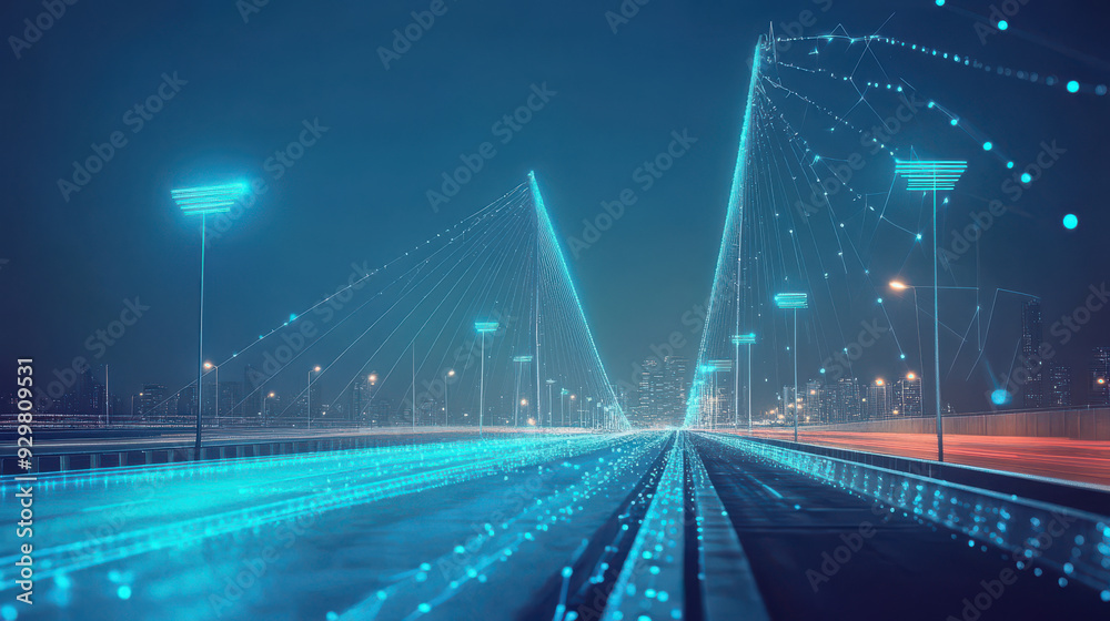 Obraz premium Smart sensors on a bridge monitoring structural integrity