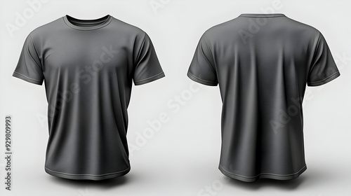 A gray t-shirt displayed from front and back views.