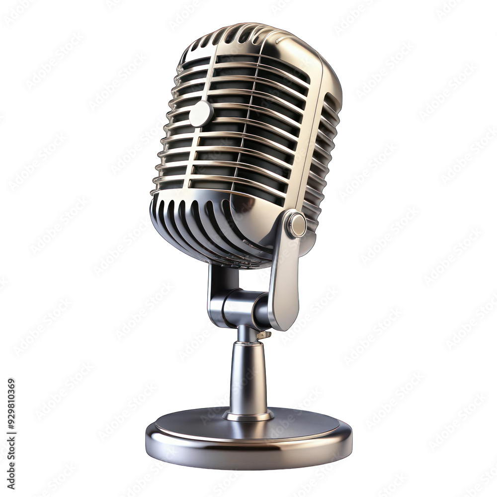 Fototapeta premium Magnificent vintage microphone isolated on transparent background