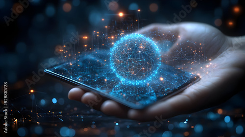 A hand holding a smartphone...