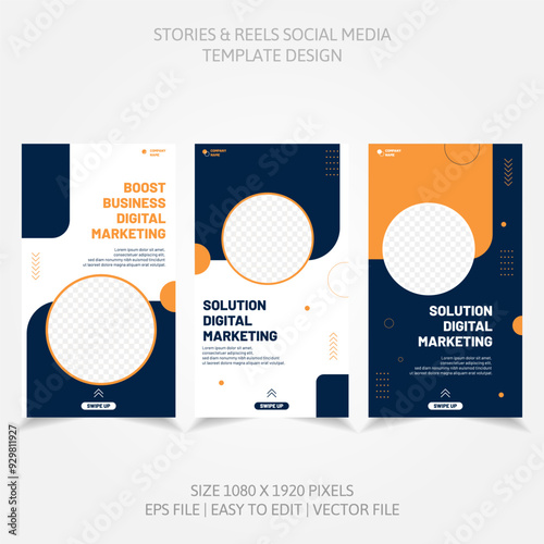 Banner Business Reels Social Media like Instagram Facebook Linkedin and more in set design template