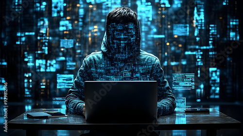 A hooded figure working on ...