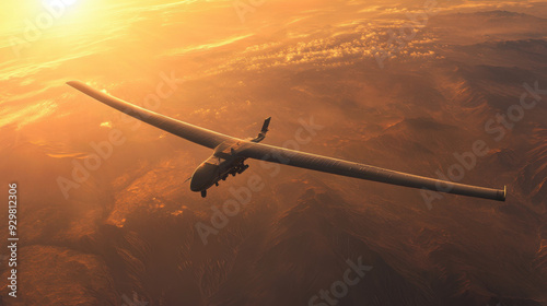 Solar-powered unmanned aerial vehicle (UAV) in flight