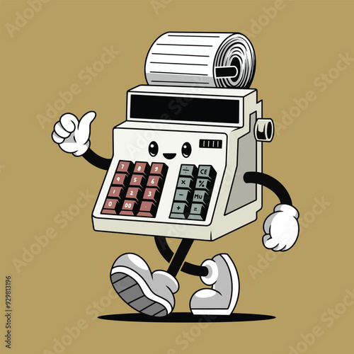 Cute mascot calculator vector