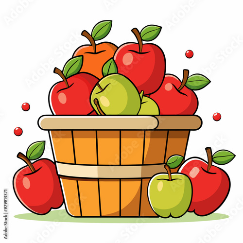 A basket filled with large apples art vector illustration