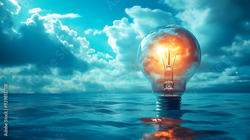 A light bulb floating in wa...