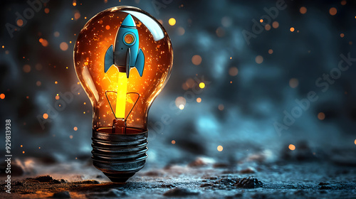 A light bulb with a rocket ...