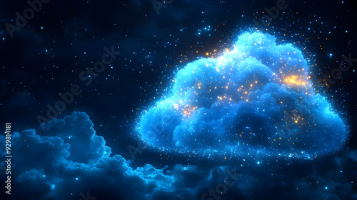 A luminous cloud surrounded...