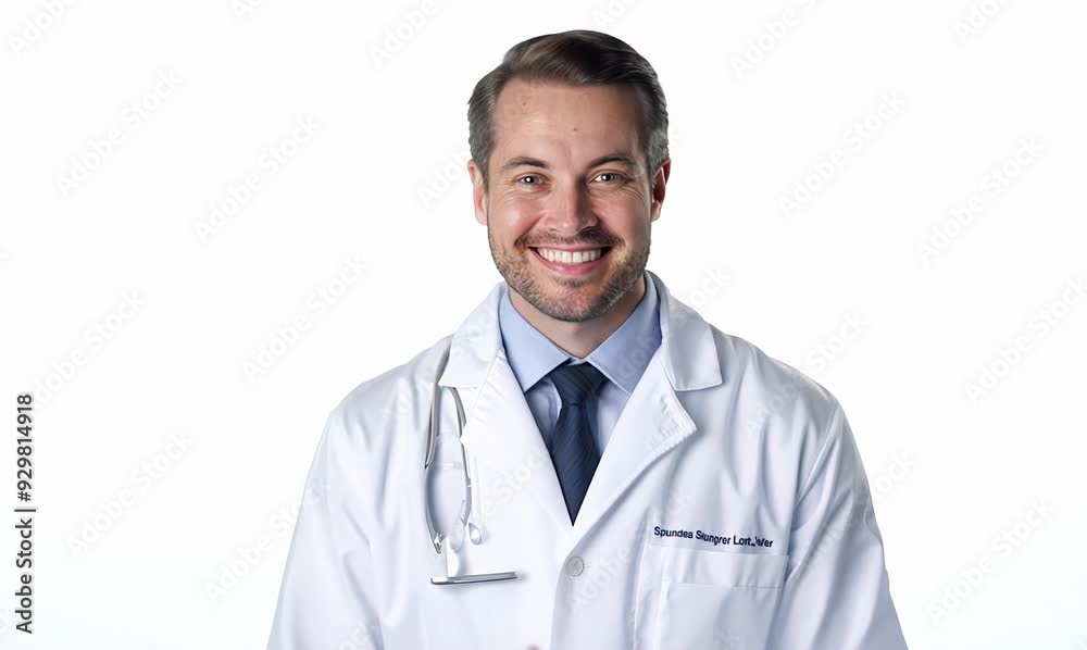 Portrait of a smiling male doctor with stethoscope on white background Portrait of a smiling male doctor with stethoscope on white background