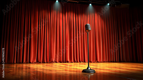 A microphone on stage with ...
