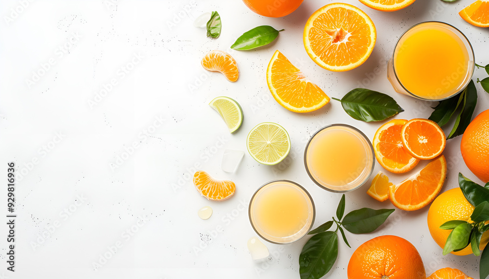 Fresh orange juice with fruits, isolated on white Fresh orange juice with fruits, isolated on white