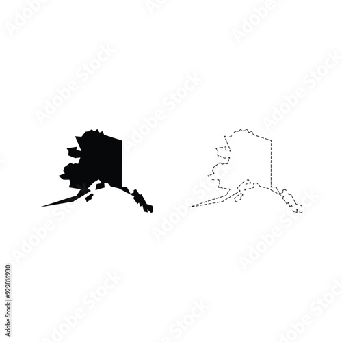 alaska silhouettes maps vector transparent background 