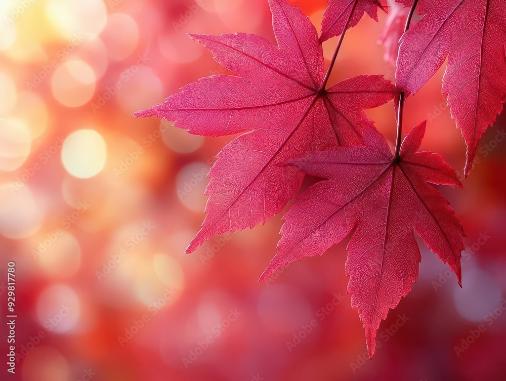 autumnal web banner with vibrant red and golden maple leaves cascading over dreamy bokeh backdrop autumnal web banner with vibrant red and golden maple leaves cascading over dreamy bokeh backdrop
