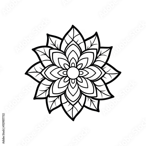 design flower page for coloring book transparent background