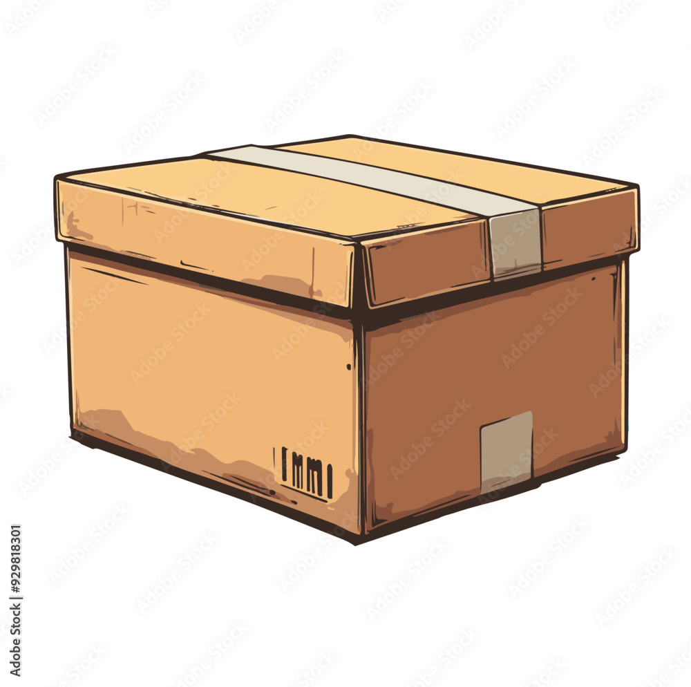 cartoon illustration Closed cardboard box with tape, generative ai cartoon illustration Closed cardboard box with tape, generative ai