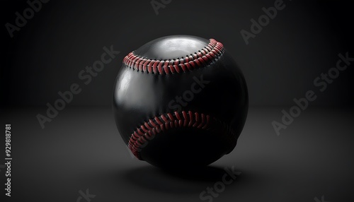 Black base ball isolated on black background. 3d illustration for background. photo