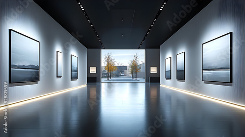 A modern art gallery featur...