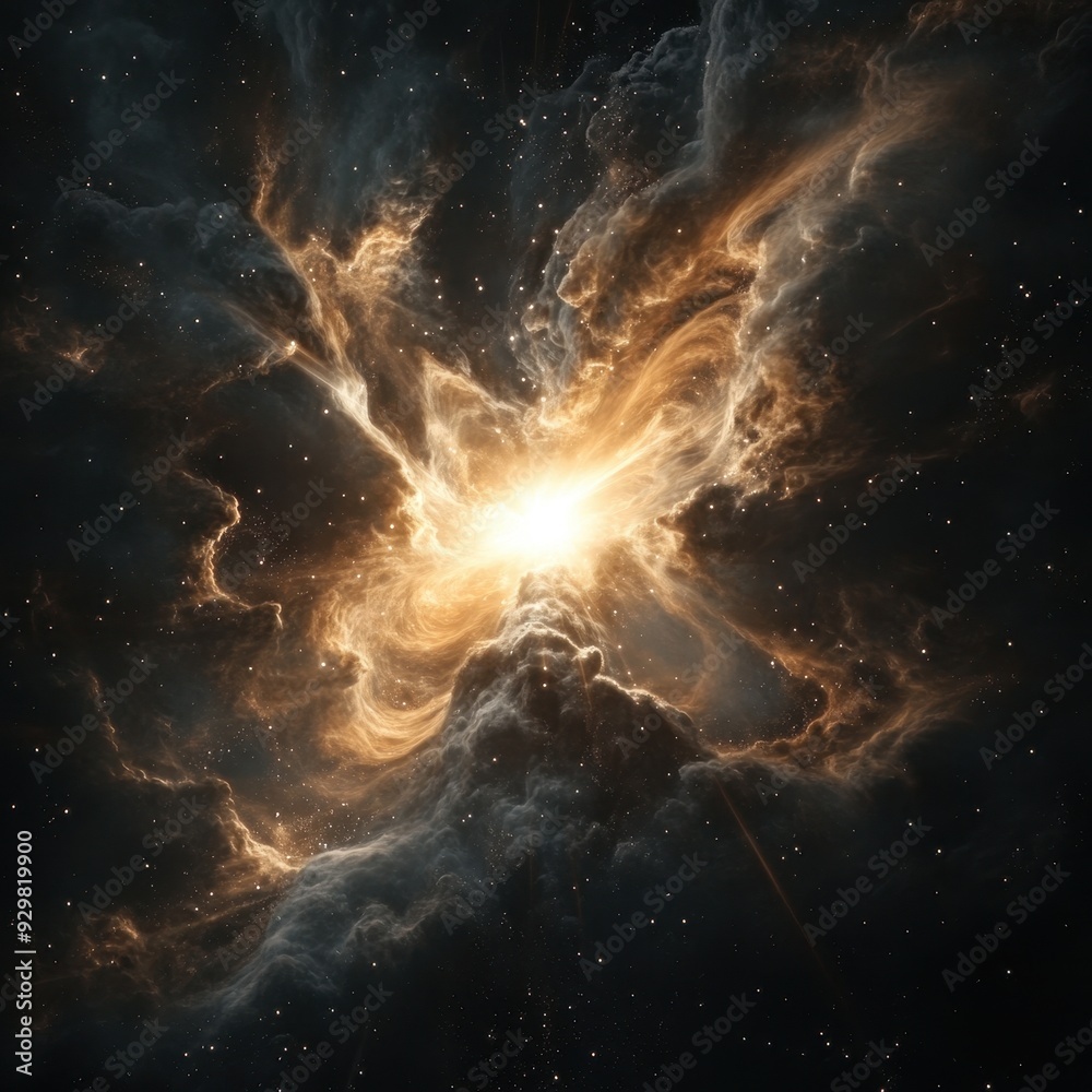 Obraz premium Cosmic Nebula with Bright Star Cluster in Space - Abstract Background