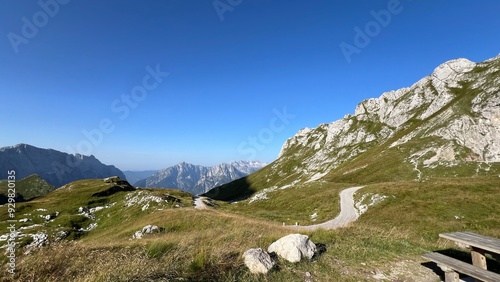 mountains and clouds Mangart Julian Alps 2,679 meters peak hiking nature Slovenia 