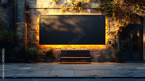 A modern bench beside a lar...