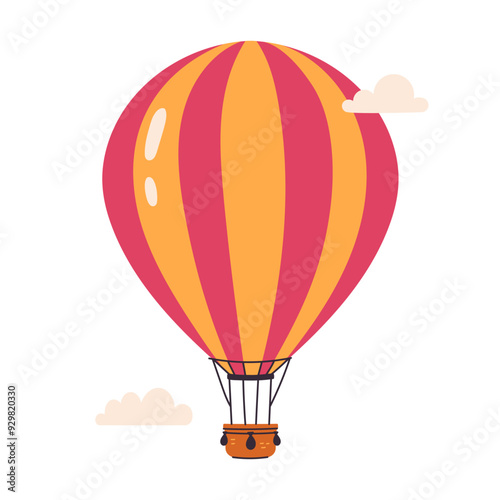 Striped simple aerostat isolate on white background. Vector graphics.