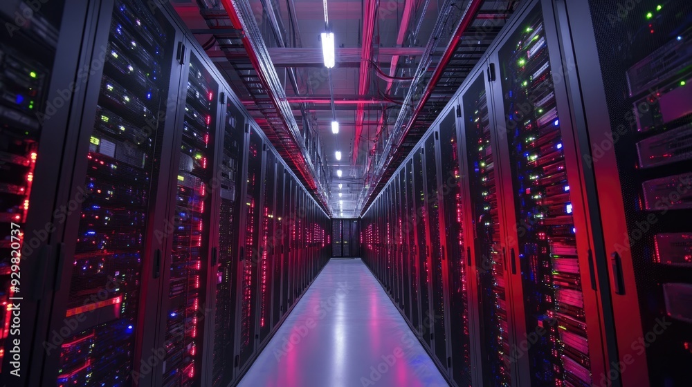 Server Room with Red and Blue Lights Server Room with Red and Blue Lights
