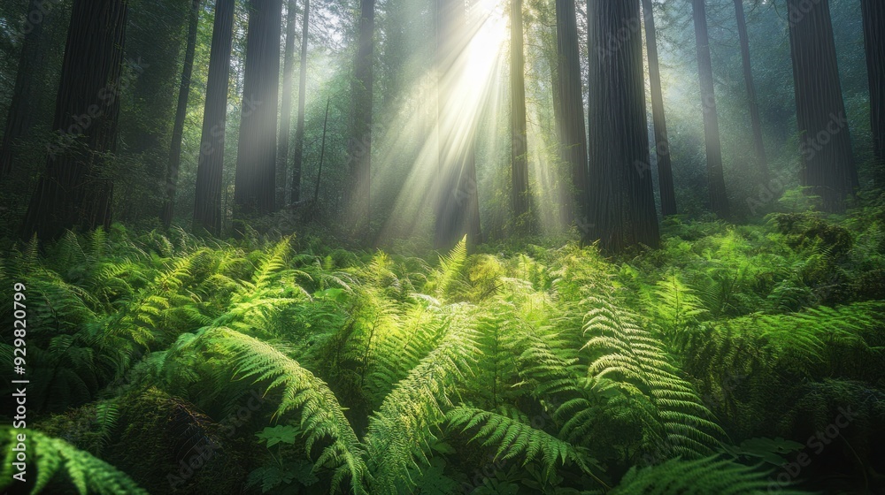 Sunlight Illuminating a Redwood Forest Sunlight Illuminating a Redwood Forest