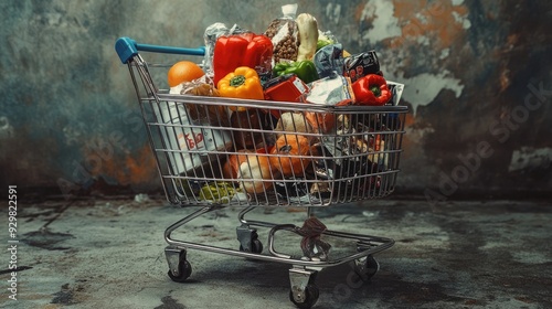 Full Shopping Cart on a Rough Surface